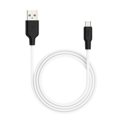 USB кабель HOCO X21 Plus Silicone MicroUSB, 2.4А, 1м, силикон (белый/черный) - 1