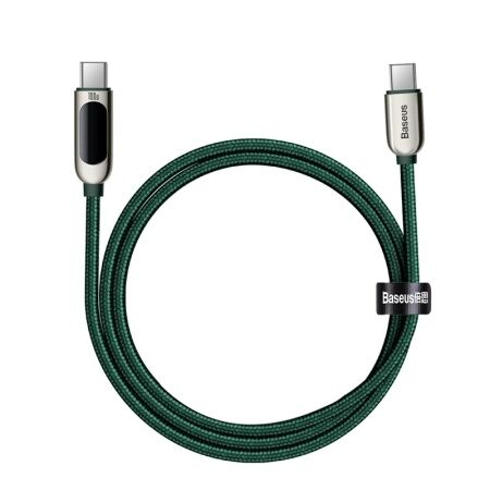 Кабель USB-C BASEUS Display Fast Charging, Type-C - Type-C, 5A, 100W, 1 м, зеленый - 2
