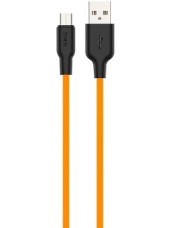 USB кабель HOCO X21 Plus Silicone Lightning 8-pin, 2.4А, 1м, силикон (оранжевый/черный) - 2