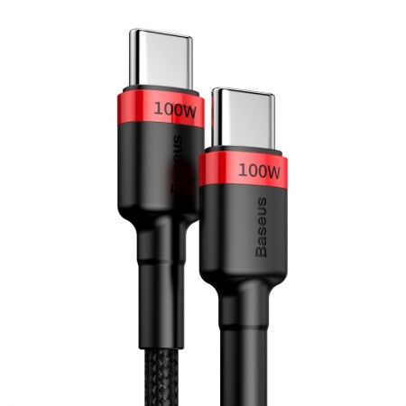 Кабель USB-C BASEUS Cafule, Type-C - Type-C, 5A, 100W, 2 м, красныйчерный - 6