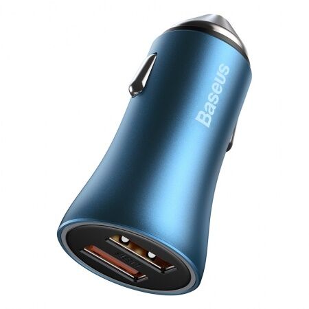 Автомобильное зарядное устройство BASEUS Golden Contactor Pro Dual, 2USB, 5A, синий - 3