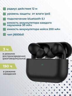 Bluetooth-наушники беспроводные Smart вакуумные More choice BW31S TWS Черный - 3