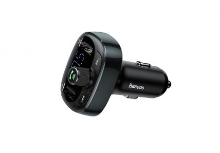 Автомобильное зарядное устройство BASEUS T typed S-09, 2USB, 3.4A, серый, дисплей  Bluetooth, FM - 1