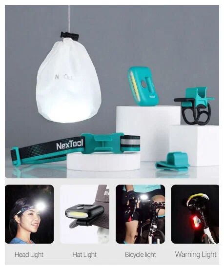 Налобный фонарь NexTool Multifunctional Head Lights (с креплениями) (NE20005) Green - 5