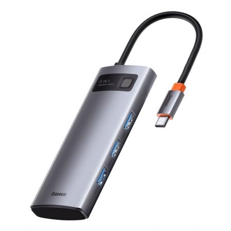 Переходник BASEUS Metal Gleam Series 5-in-1, Разветвитель, Type-C - USB3.0  USB2.0  HDMI  PD  4K - 2