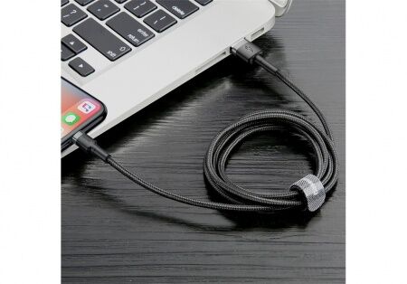Кабель USB BASEUS Cafule, USB - Lightning, 2.4А, 1 м, серыйчерный - 6