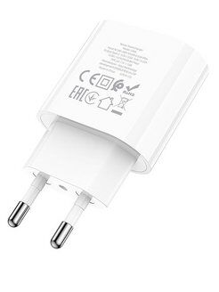 СЗУ HOCO C94A Metro 1xUSB-C, 3А, PD20W,  USB-C кабель Lightning 8-pin, 1м (белый) - 5