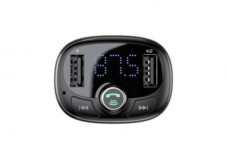 Автомобильное зарядное устройство BASEUS T typed S-09, 2USB, 3.4A, серый, дисплей  Bluetooth, FM - 8