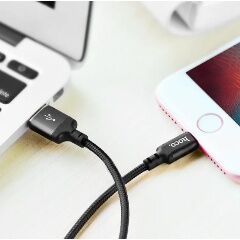 USB кабель HOCO X14 Times Speed Lightning 8-pin, 2м, нейлон (черный) - 5
