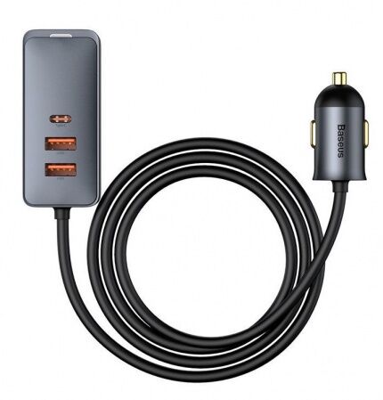 Автомобильное зарядное устройство BASEUS Share Together, USB  разветвитель 3USBUSB-C, 5A, серый - 1