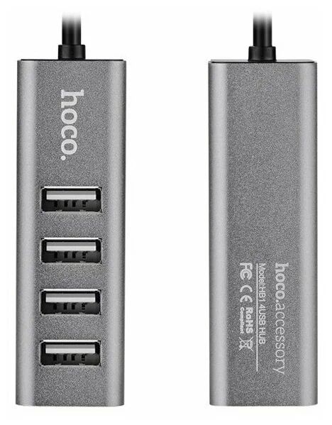 USB Хаб Hoco HB1 4хUSB (Grey) - 4