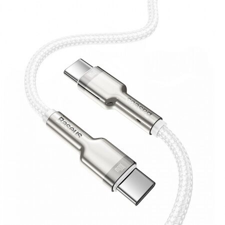 Кабель USB-C BASEUS Cafule, Type-C - Type-C, 5A, 100W, 2 м, белый - 3