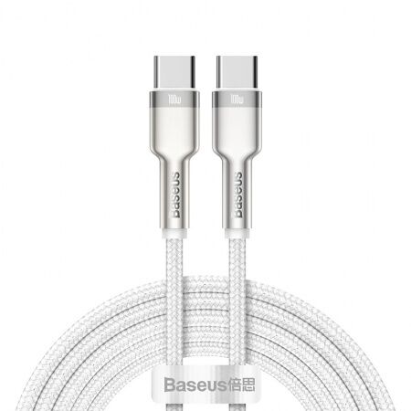 Кабель USB-C BASEUS Cafule, Type-C - Type-C, 5A, 100W, 2 м, белый - 1