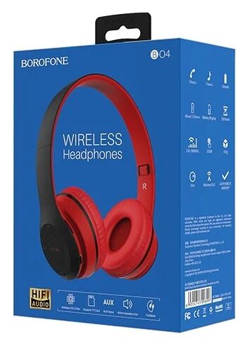 Bluetooth гарнитура BOROFONE BO4 Charming Rhyme BT 5.0, 3.5 мм, microSD, накладная (красный) - 5