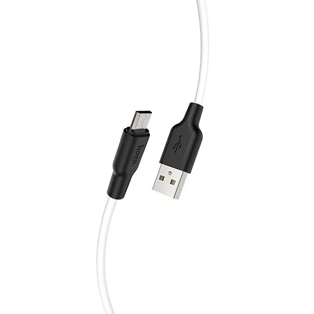 USB кабель HOCO X21 Plus Silicone MicroUSB, 2.4А, 1м, силикон (белый/черный) - 4