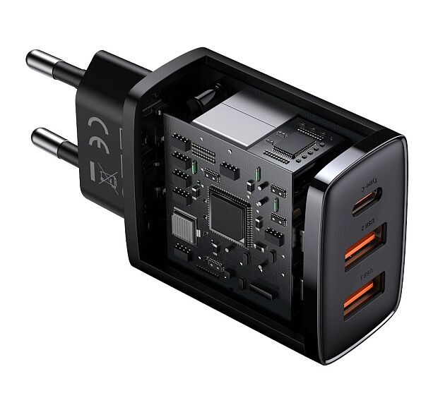 Зарядное устройство BASEUS Compact Quick Charger 2USBUSB-C, 3A, 30W, черный (CCXJ-E01) - 3