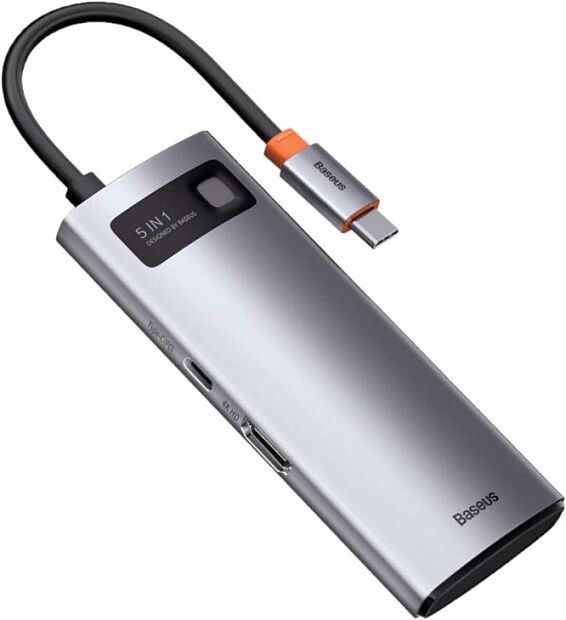 Переходник BASEUS Metal Gleam Series 7-in-1, Разветвитель, Type-C - USB3.0PDHDMISD/TFUSB-C, серы - 5