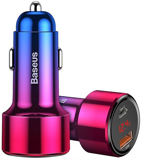 Автомобильное зарядное устройство BASEUS Magic C20C, USBUSB-C, 5A, 45 Вт, красный, дисплей - 6