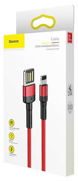 Кабель USB BASEUS Cafule, USB - Lightning, 1.5А, 2 м, красныйкрасный - 3