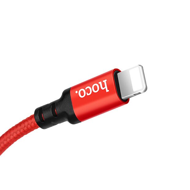 USB кабель HOCO X14 Times Speed Lightning 8-pin, 1м, нейлон (черый/красный) - 3