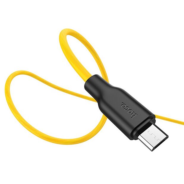 USB кабель HOCO X21 Plus Silicone MicroUSB, 2.4А, 1м, силикон (желтый/черный) - 2