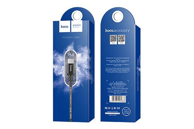 USB кабель HOCO X14 Times Speed Type-C, 1м, нейлон (черный) - 2