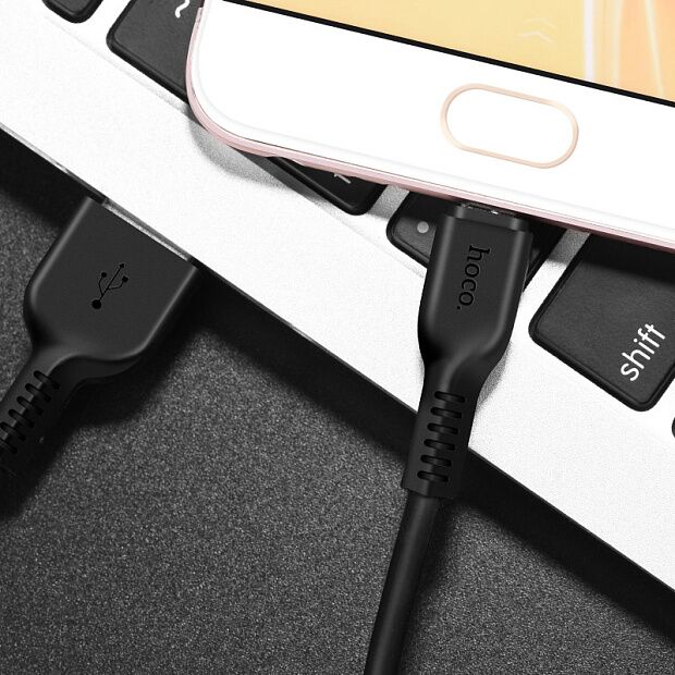 USB кабель HOCO X13 Easy MicroUSB, 2.4А, 1м, TPE (черный) - 2