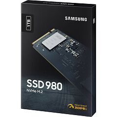 Твердотельные накопители Samsung SSD 980, 1000GB, M.2(22x80mm), NVMe 1.4, PCIe 3.0 x4, 3-bit MLC, R/W 3500/3000MB/s, IOPs 500 000/480 000, TBW 600, D