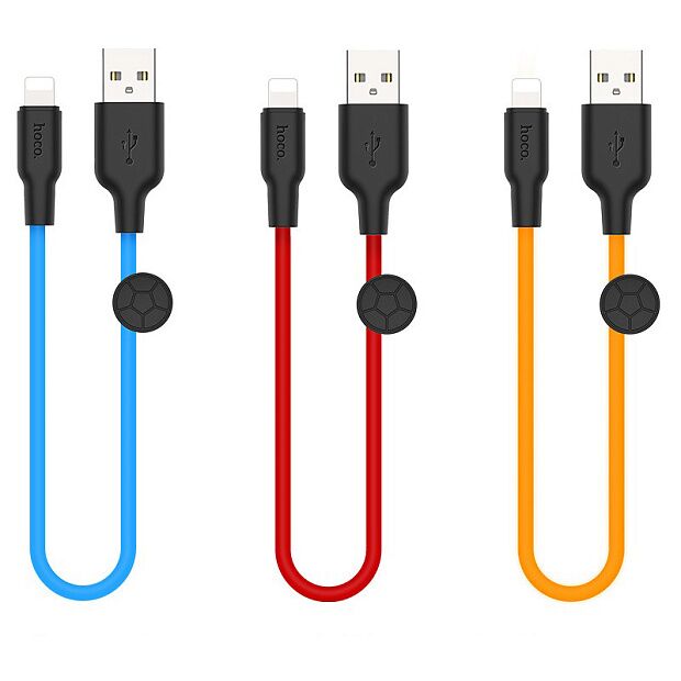 USB кабель HOCO X21 Plus Silicone Lightning 8-pin, 2.4А, 1м, силикон (оранжевый/черный) - 3