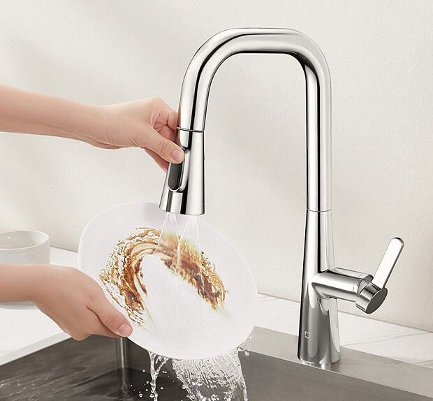 Смеситель для кухни Mijia pull-out kitchen faucet S1 (MJCLSCFLT01DB) - 4