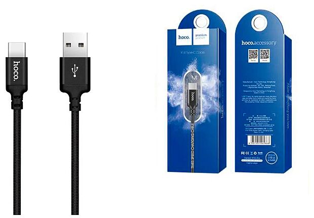 USB кабель HOCO X14 Times Speed Type-C, 2м, нейлон (черный) - 2
