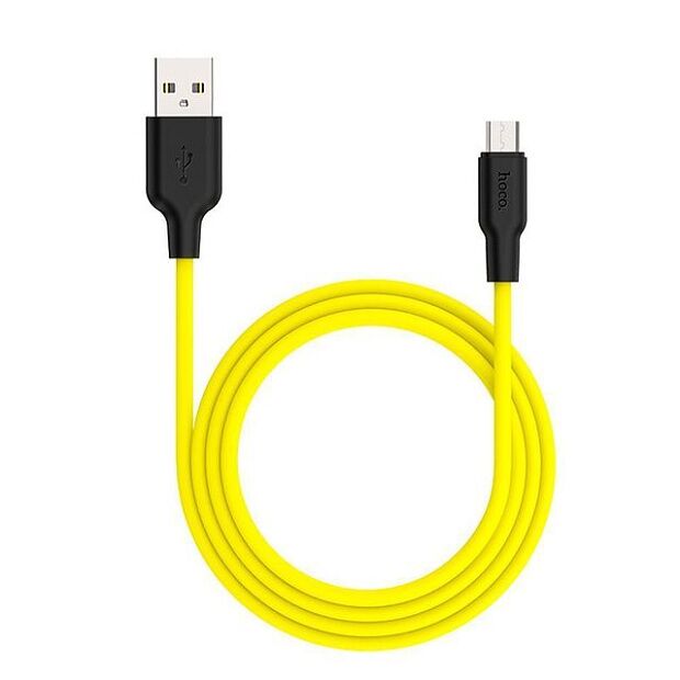 USB кабель HOCO X21 Plus Silicone MicroUSB, 2.4А, 1м, силикон (желтый/черный) - 6