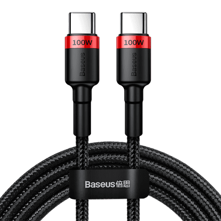 Кабель USB-C BASEUS Cafule, Type-C - Type-C, 5A, 100W, 2 м, красныйчерный - 1