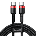 Кабель USB-C BASEUS Cafule, Type-C - Type-C, 5A, 100W, 2 м, красныйчерный - фото