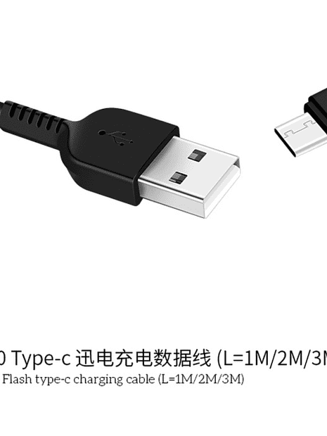 USB кабель HOCO X20 Flash Type-C, 3А, 2м, TPE (черный) - 4