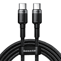 Кабель USB-C BASEUS Cafule, Type-C - Type-C, 5A, 100W, 2 м, серыйчерный - фото